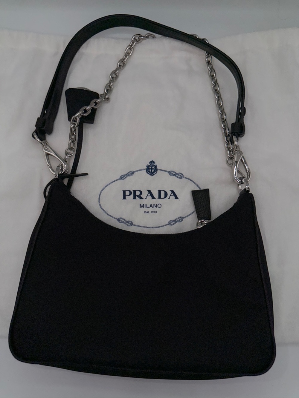 Prada Re-Edition Embellished Nylon Black Shoulder Bag - Picture 8 of 16